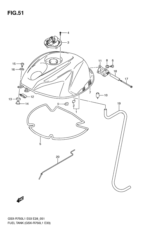 Fuel tank              

                  Gsx-r750l1 e33