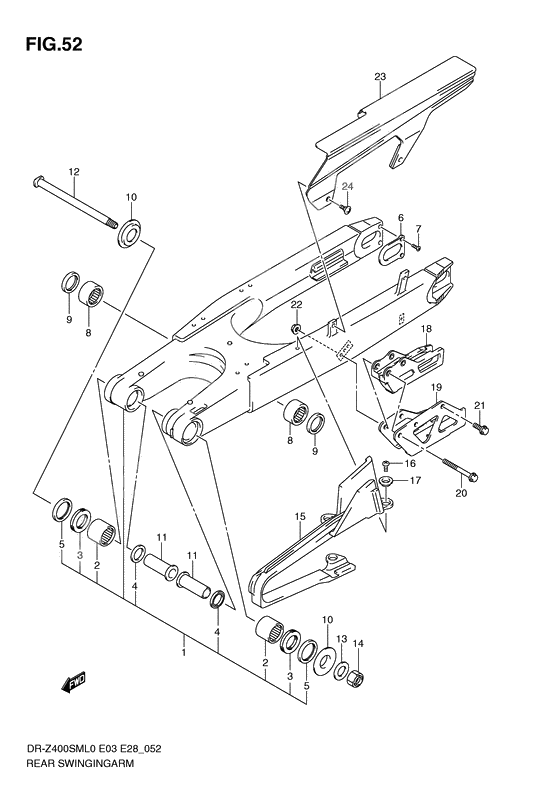 Rear swinging arm