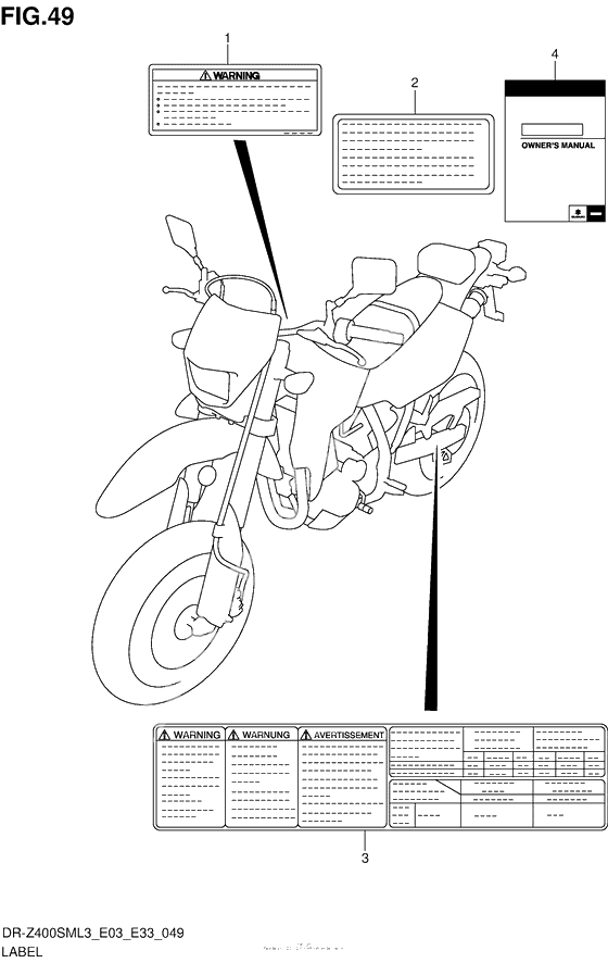 Информационные наклейки (Dr-Z400Sml3 E03)