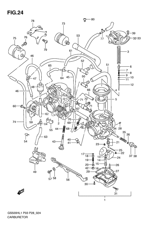 Carburetor assy              

                  Gs500fh p28