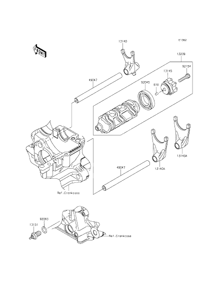 Gear change drum/shift fork(s)