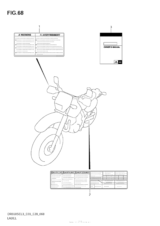 Информационные наклейки (Dr650Sel3 E28)