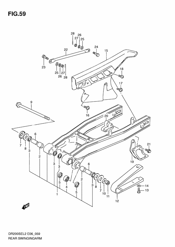 Rear swinging arm