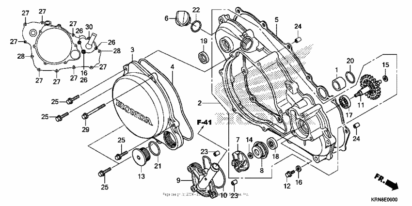 Right crankcase cover + water pump