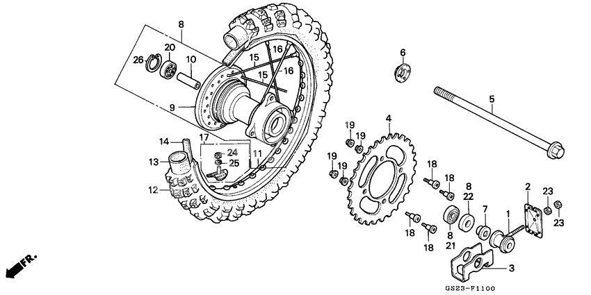 Rear wheel complete assy              

                  CR80RL/RM