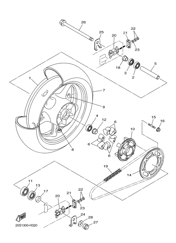 Rear wheel complete assy