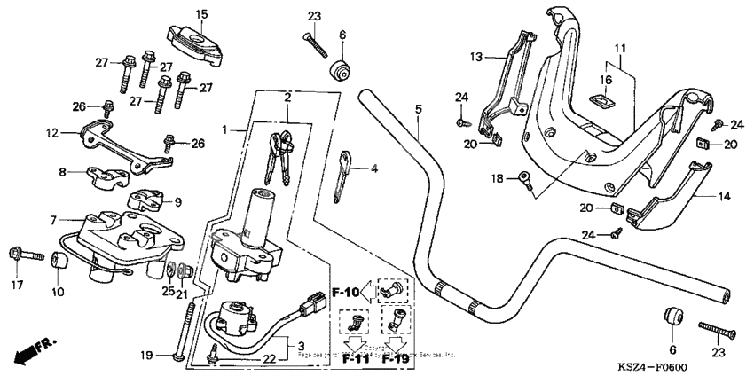 Handlebar + handle cover (nss250/nss250a)