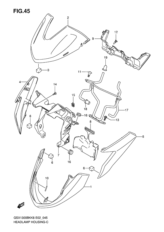 Headlamp housing              

                  Model k8/k9