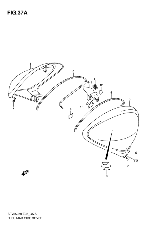 Fuel tank side cover              

                  Model l0