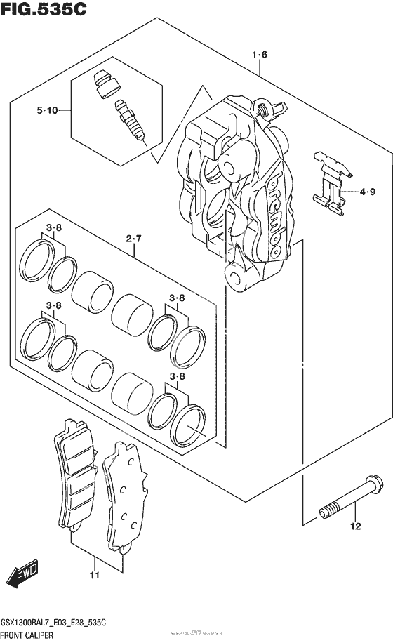 Передний тормозной суппорт (Gsx1300Ral7 E33)