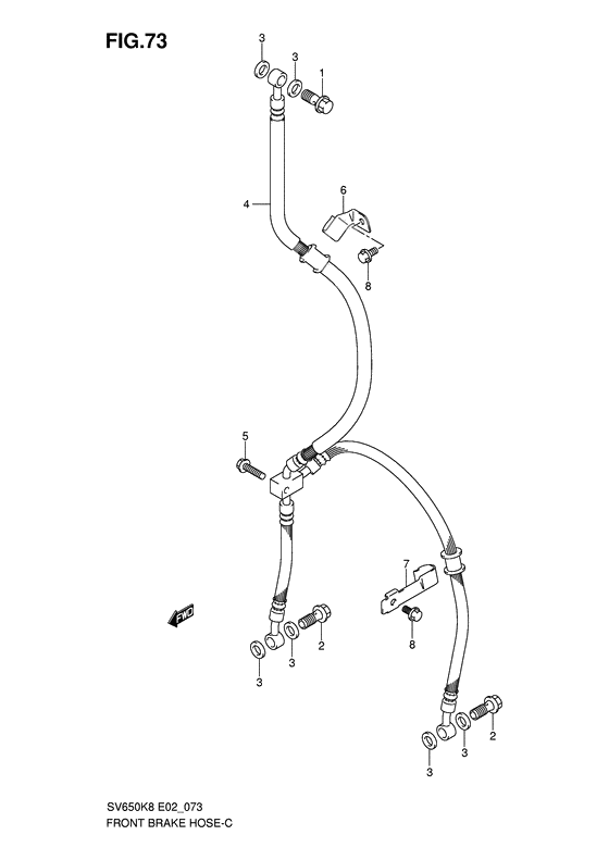 Front brake hose              

                  Sv650k8/uk8/sk8/suk8/k9/uk9/sk9/suk9/sl0/sul0