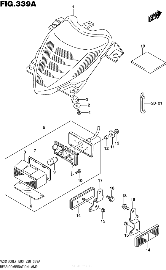 Задний фонарь (Стоп-сигнал) (Vzr1800L7 E28)