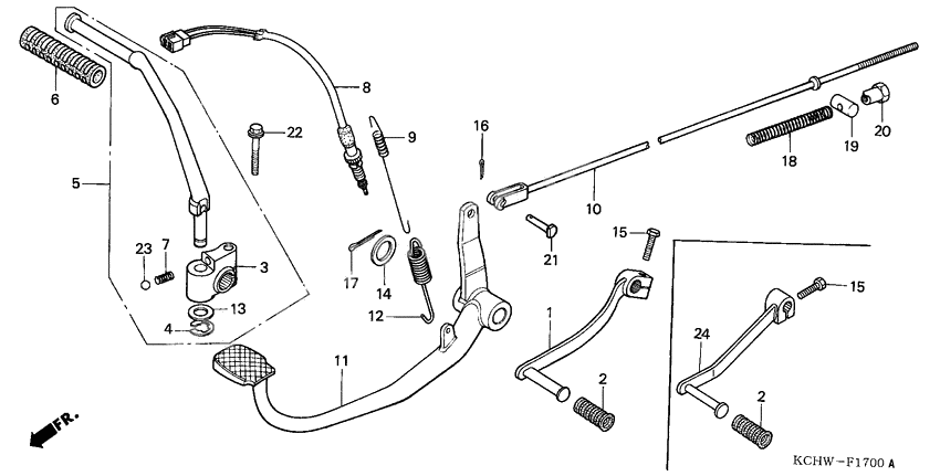 Pedal/kick starter arm