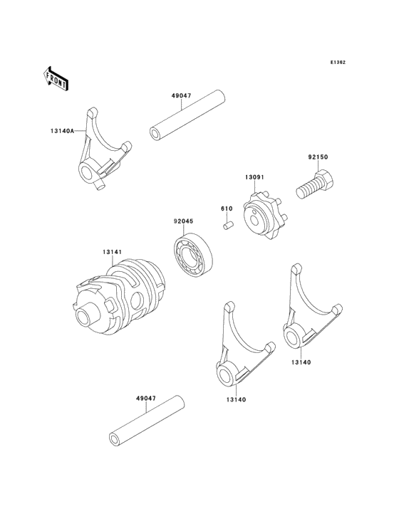 Gear change drum/shift fork(s)