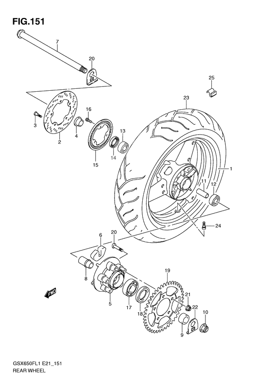 Rear wheel complete assy              

                  Gsx650fual1 e21