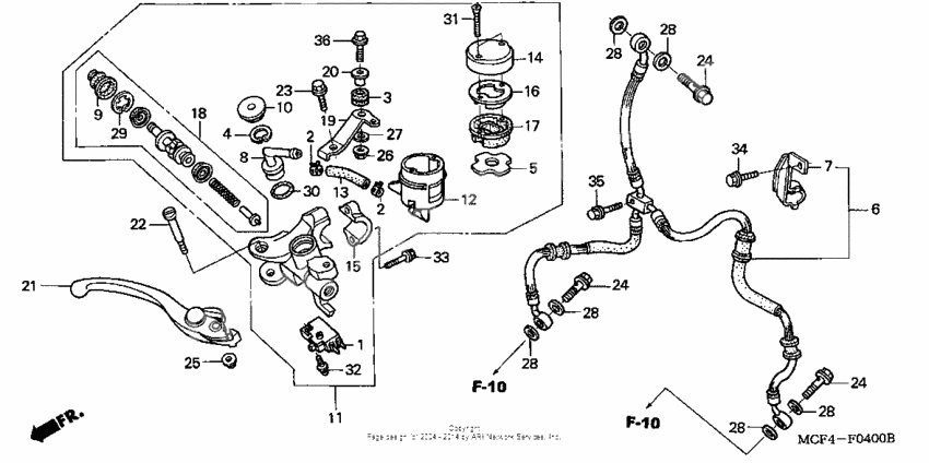 Front brake master cylinder