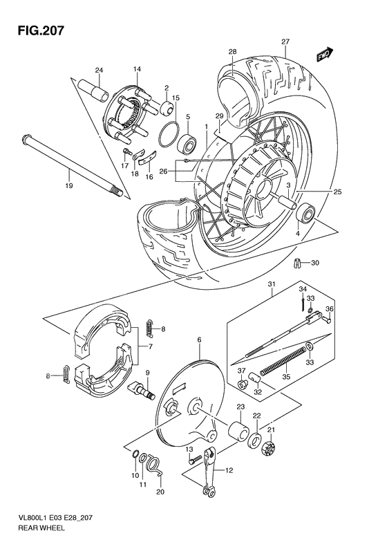 Rear wheel complete assy              

                  Vl800tl1 e3