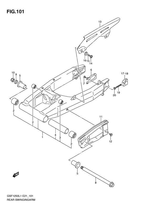 Rear swinging arm