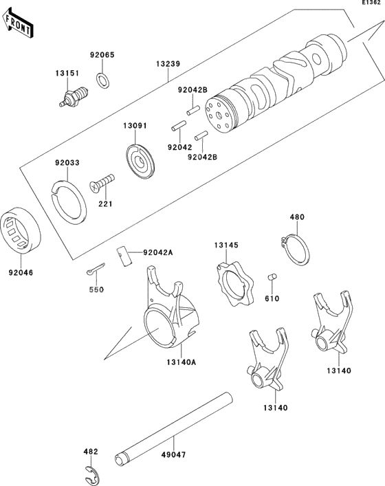 Gear change drum/shift fork(s)