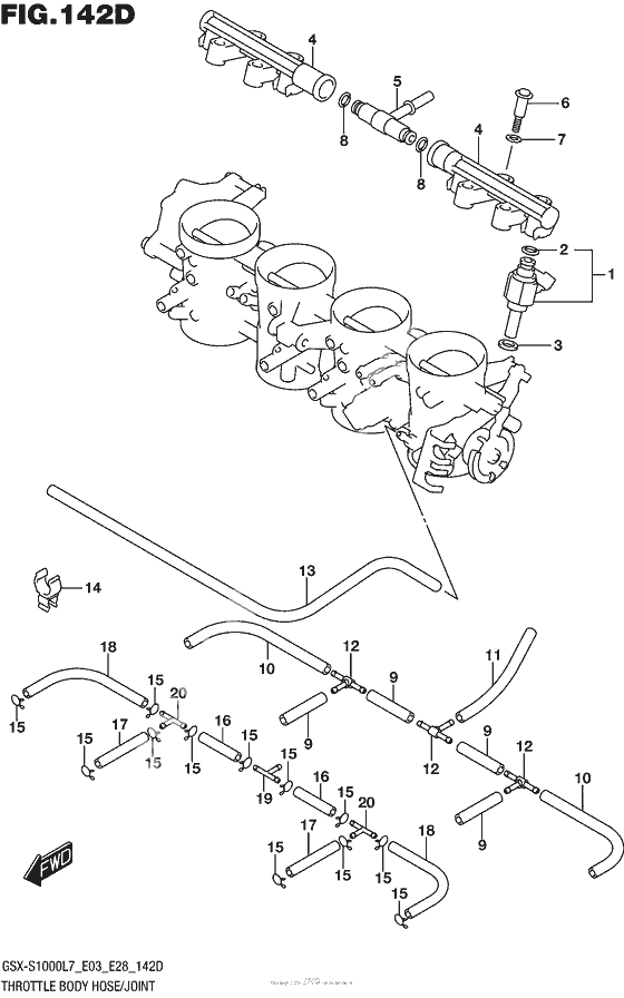 Throttle Body Hose/joint (Gsx-S1000Al7 E33)