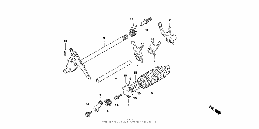 Gearshift drum + gearshift fork