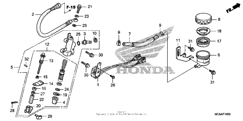 Rear brake master cylinder