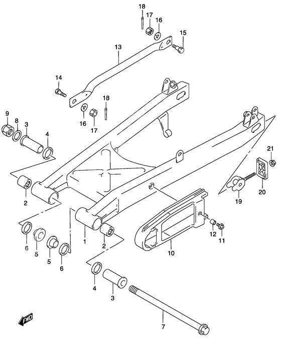 Rear swinging arm