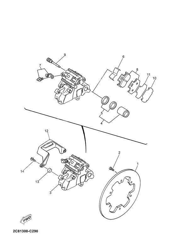 Rear brake caliper