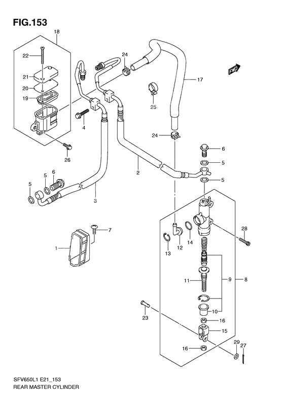 Rear master cylinder              

                  Sfv650al1 e21