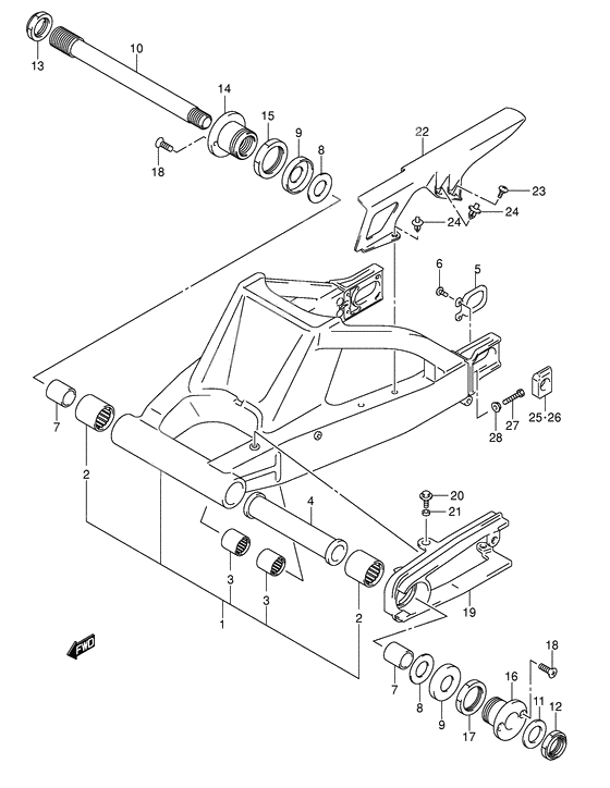 Rear swinging arm