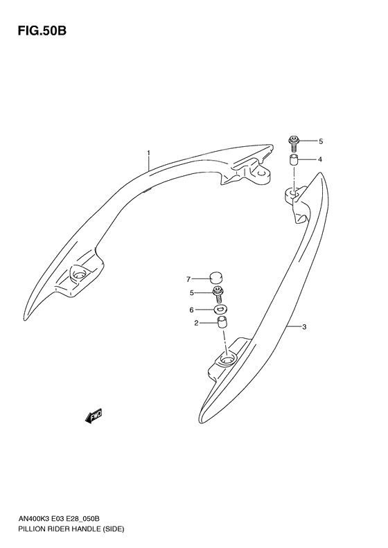 Pillion rider handle              

                  Side)(model k5/k6