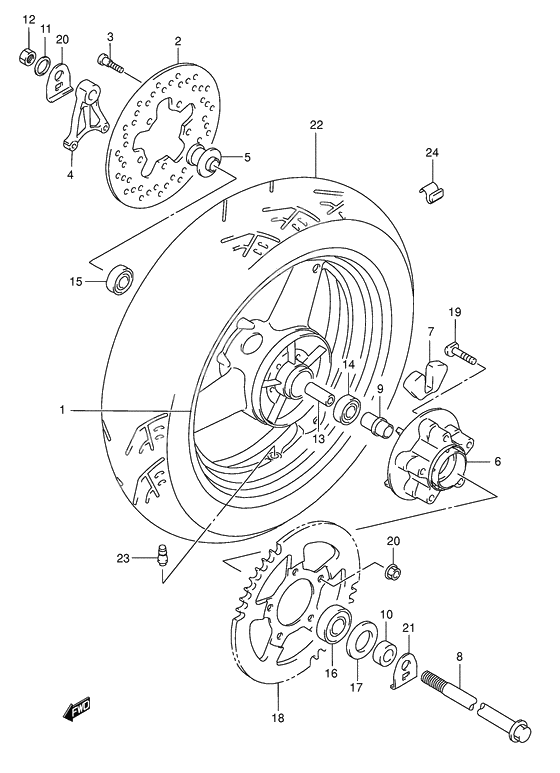 Rear wheel complete assy