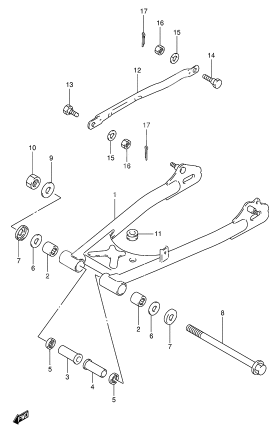 Rear swinging arm