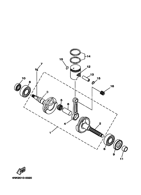 Crankshaft, piston