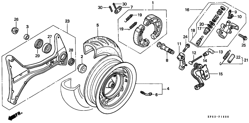 Rear wheel/ thrust cylinder