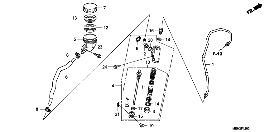 Rear brake master cylinder