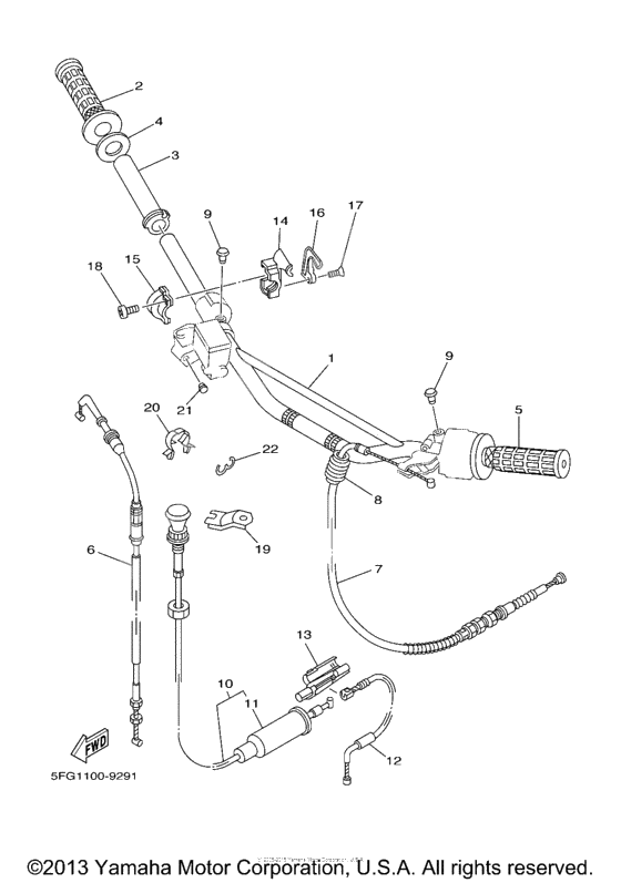 Steering handle cable