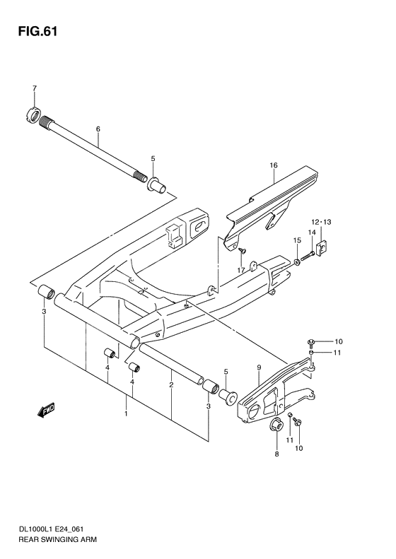 Rear swinging arm