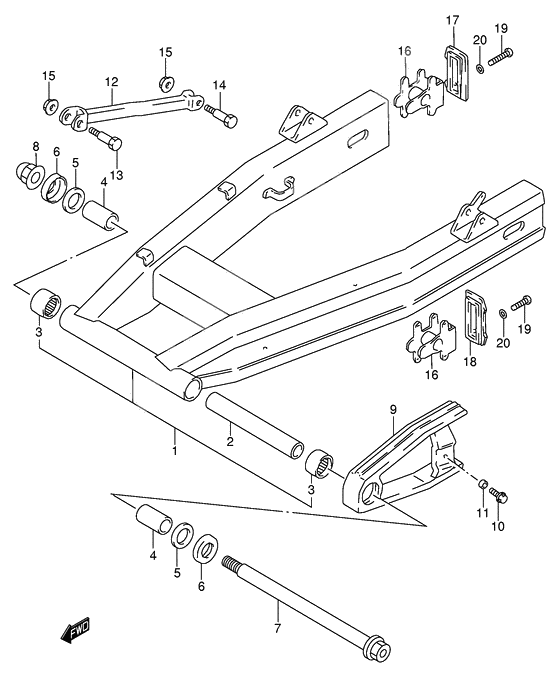 Rear swinging arm