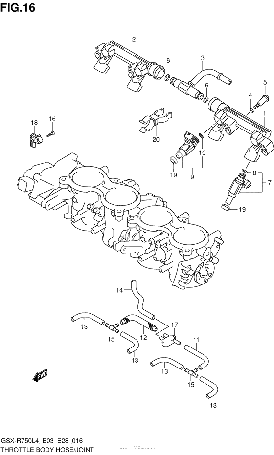 Throttle Body Hose/joint (Gsx-R750L4 E28)