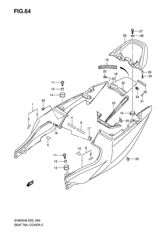 Seat tail cover              

                  Sv650sk8/suk8/sak8/suak8