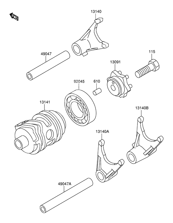 Gear change drum/shift