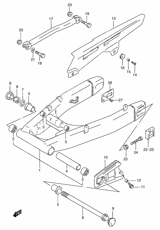 Rear swinging arm              

                  Gsf1200t/v/w/x/y/st/sv/sw/sx/sy