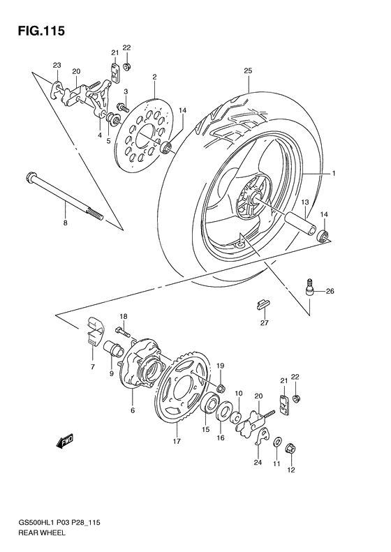 Rear wheel complete assy