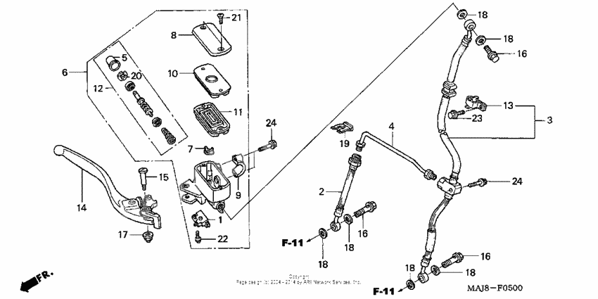 Front brake master cylinder