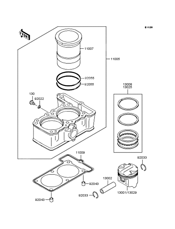 Cylinder/piston