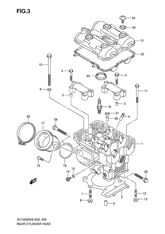 Rear cylinder head