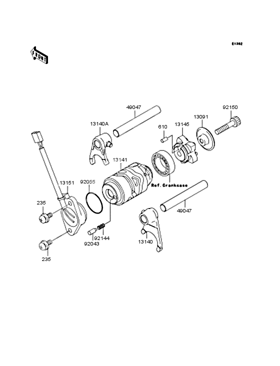 Gear change drum & forks