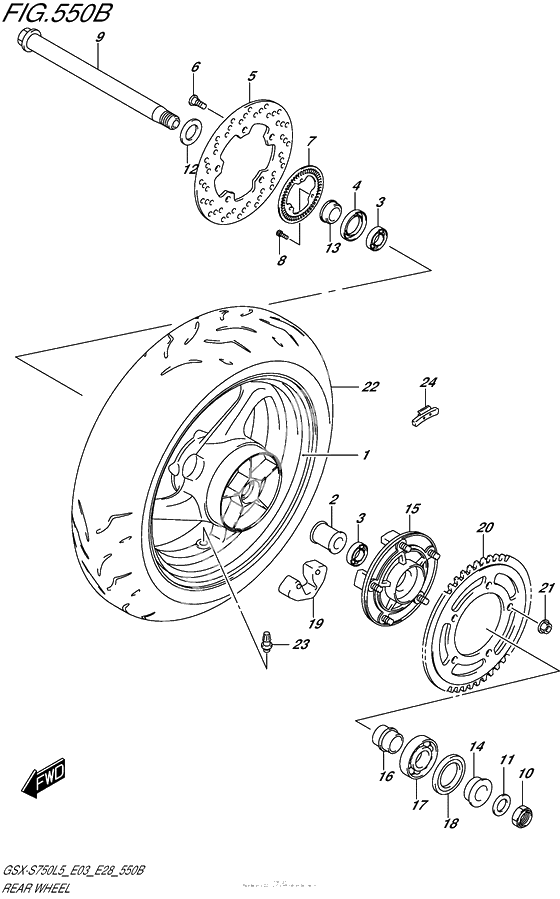 Заднее колесо (Gsx-S750Al5 E28)