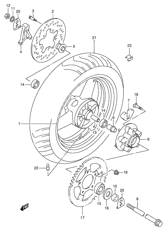 Rear wheel complete assy